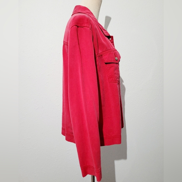 Coldwater Creek Red Tencel Lyocell Jacket Women’s SZ Large Button Front Utility - Picture 4 of 10